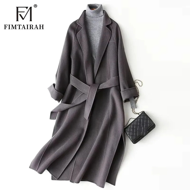 Fimtairah Doublesided 100 Wool Coat Womens midlength loose large size 2024 autumnwinter highend woolen coat 241121