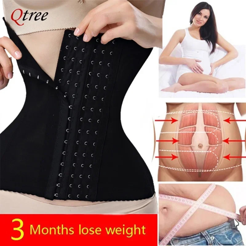Qtree Dress Slimming Waist Trainer Belt Shapewear Women Belly Cincher Body Shaper Fat Compression Strap Girdles Firm Hook Corset 241121