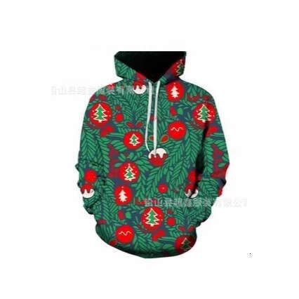 2024 new European American Christmas themed long sleeved hooded loose top men's and women's hoodies 3D printed
