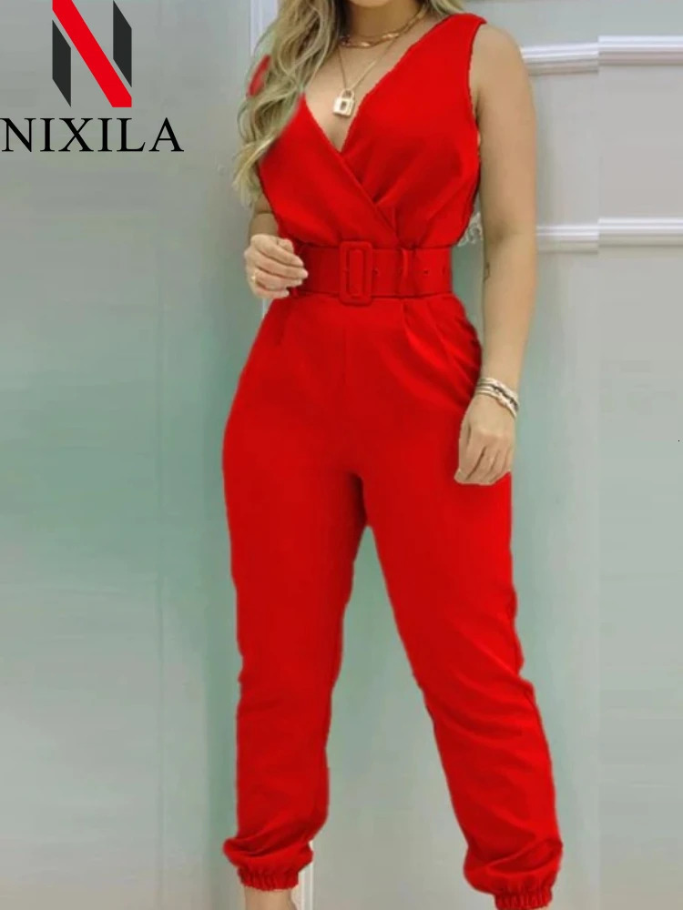 in Summer Vneck Backless Printed High Waist Jumpsuit for Women Bodysuit Overalls Sexy Streetwear 241120