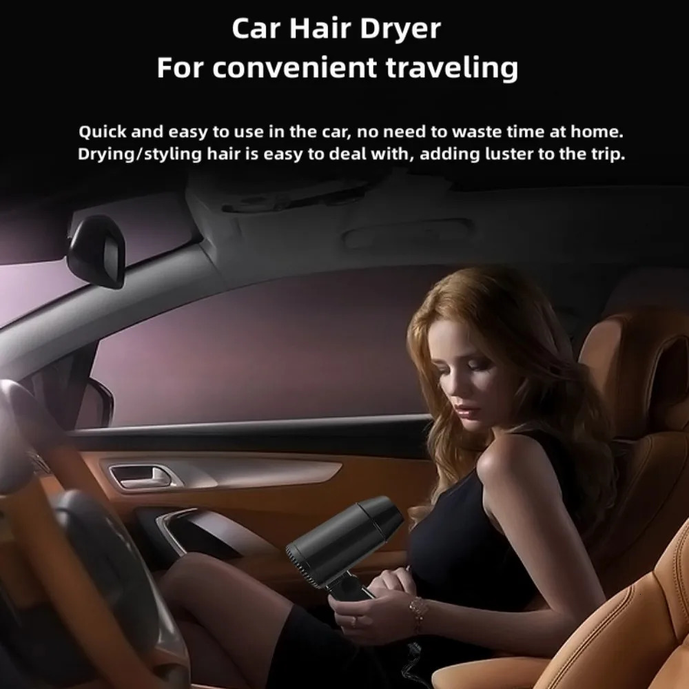 Portable 12V tyling Hair Dryer Cold Folding Blower Window Defroster Adjustable wind speed Low noise Universal HairDryer 241118