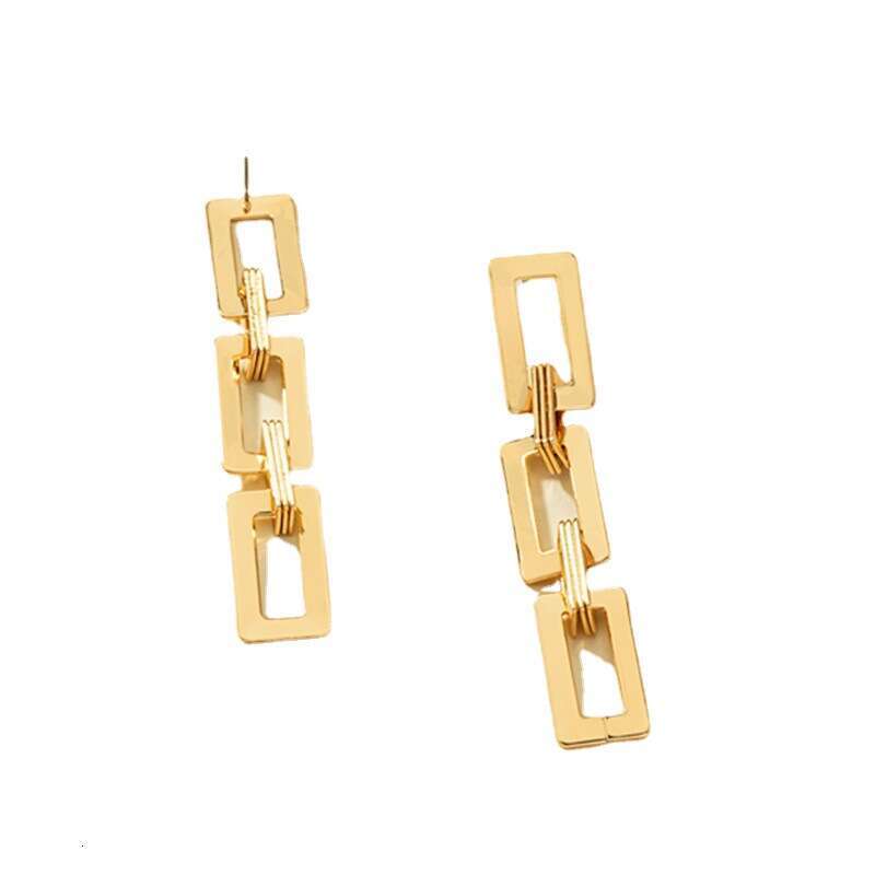 Rectangular Collar Long Style Japanese and Korean Simple Fashion Personality Trendy Face Show Thin Earrings