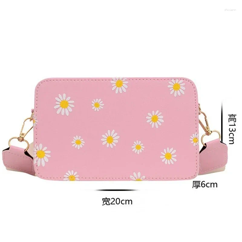 2025 NEW Totes Fashion Women Bag Daisy Pattern Shoulder Handbag Printed Small Square Tote Classic Elegant Crossbody Sac zhanyishengli