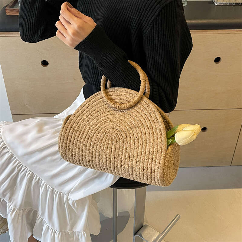 Ladies' beach tote bag, straw beach vacation beach bag, camping and Western multifunctional woven bag