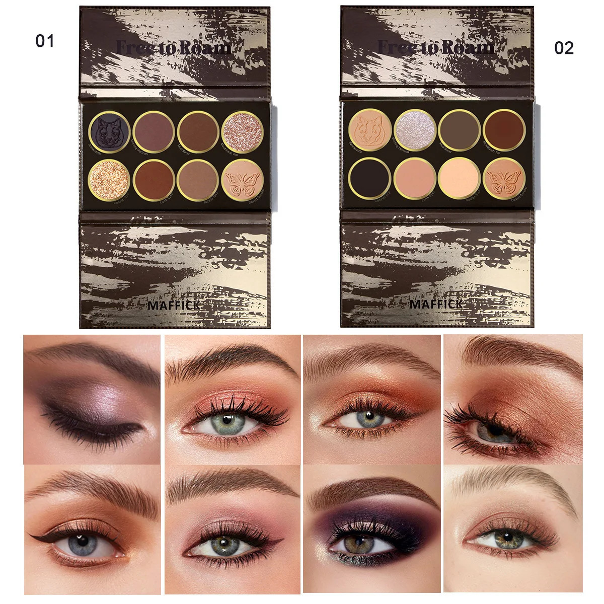 MAFFICK Free Roam 8Color Eyeshadow tray Matte Pearl easy to apply longlasting waterproof and sweat resistant texture fine 241118