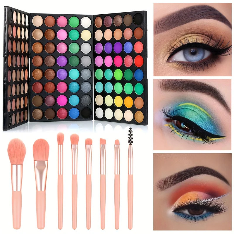 120 Color Makeup Eyeshadow Platte with 8 Bruses Cosmetics Durable Waterproof Matte Palette Eye Shadow Plate 241118