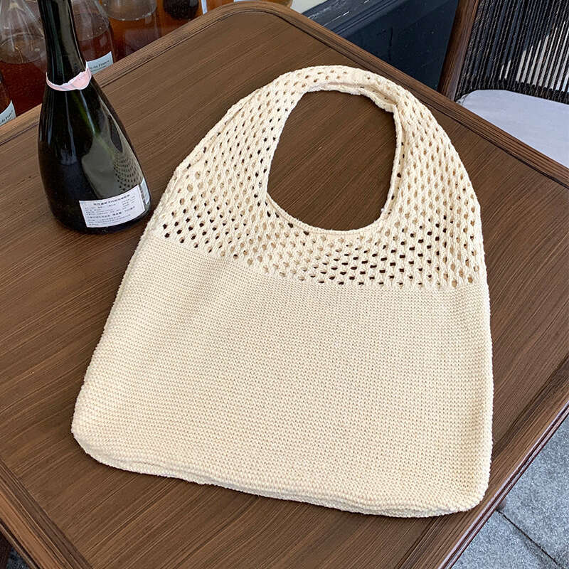 New Japanese And Korean Tote Mesh Hollow Women's Shoulder Knitted Bag Handbag B2