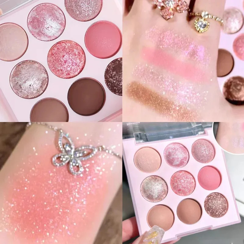 Ice Cream Eyeshadow Palette Korean Eye Makeup Long Lasting Glitter Rose Blush Purple Shadows Women Cosmetics 241118