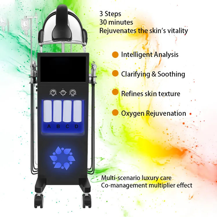 New Technology 11 in 1 Skin Intelligent Detection Oxygen Mask Skin Whitening Face Dermabrasion H2O2 Oxygen Jet Aqua Peeling Skin Purification Machine