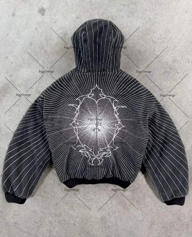 American Y2K Harajuku casual loose punk super large hoodie mens retro street hip-hop fashion version zipper sportswear womens 241202