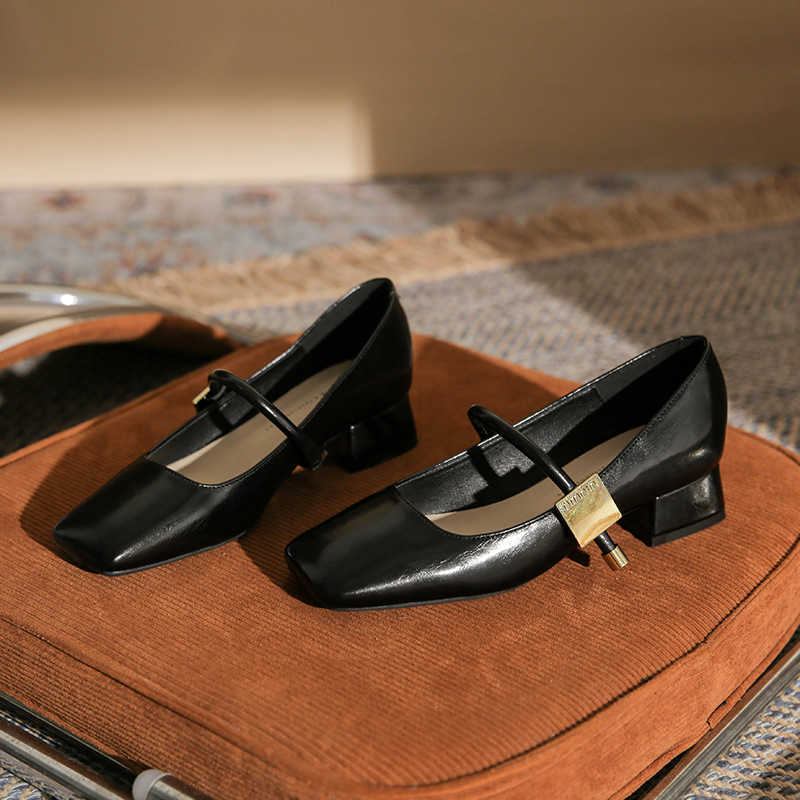 French Mary Jane shoes womens shallow mouth new coarse order shoes single strap versatile sexy womens shoes