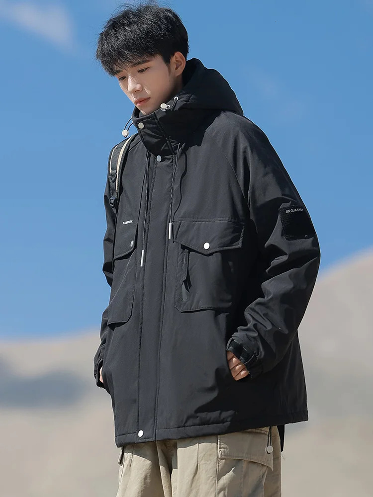 2024 Mens Winter Jacket Thick Warm Parka Coat Korean Fashion Hooded Windbreaker Cotton Padded Thermal Jackets Plus Size 8XL 241120