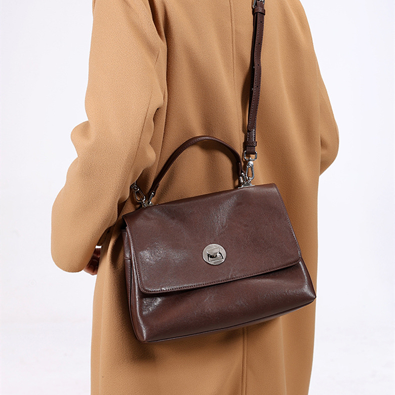 Toptrends Cowhide Genuine Leather Large Shoulder Bags For Women 2025 Designer Messenger Satchel Tote Ladies Handbags