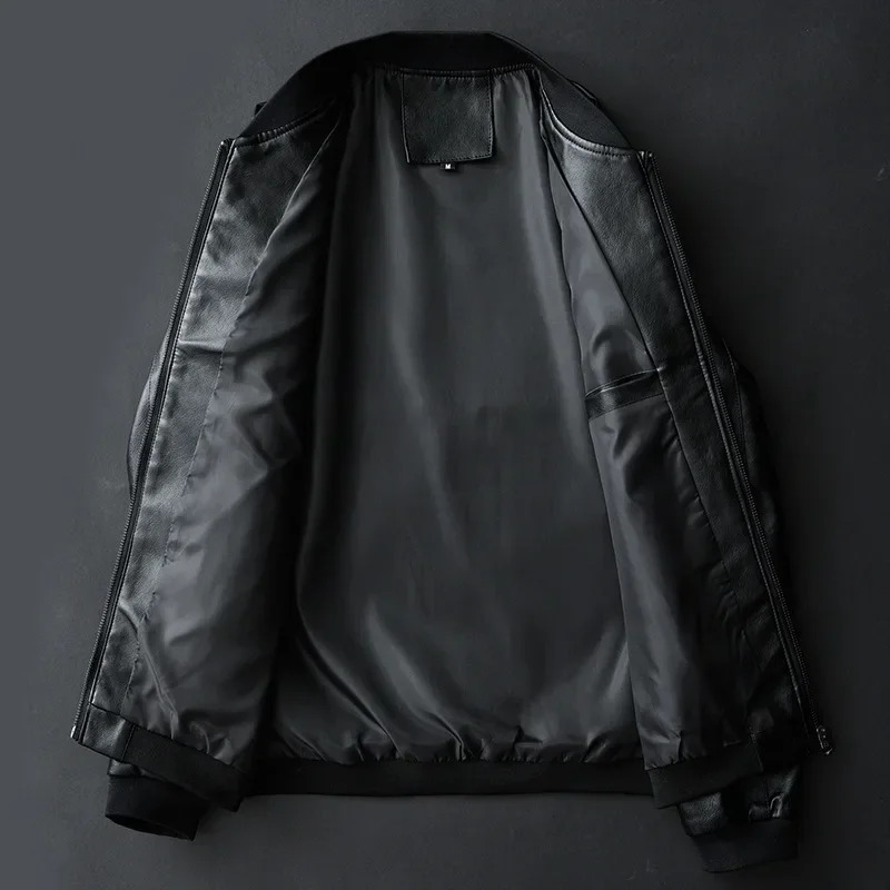 2024 Autumn Men Black Biker PU Leather Coat Korean Fashion Pu Jacket Trend Casual Fit Slim Baseball Clothes 8Xl 241121
