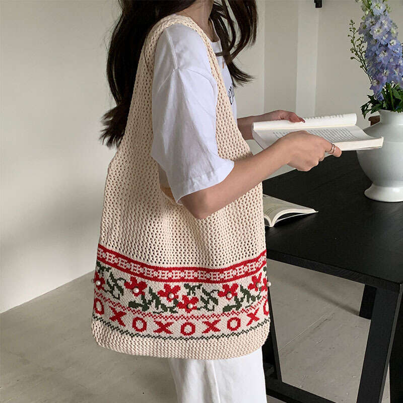 Vintage Knitted Woven Tote Premium Exquisite Women's Shoulder Large Capacity Handbag Bag B1