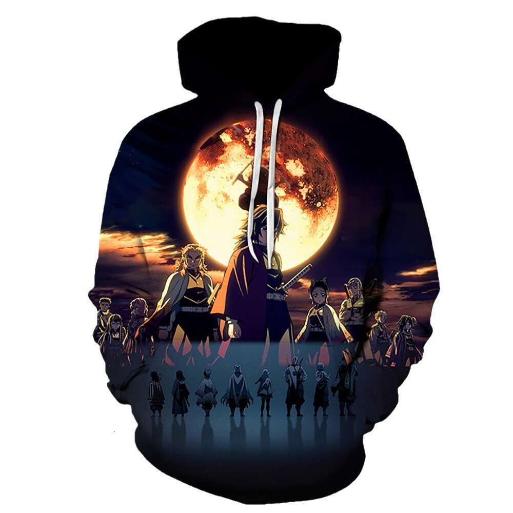 2024 Japanese Anime Demon Slayer 3D Digital Printed Casual Loose Hoodie