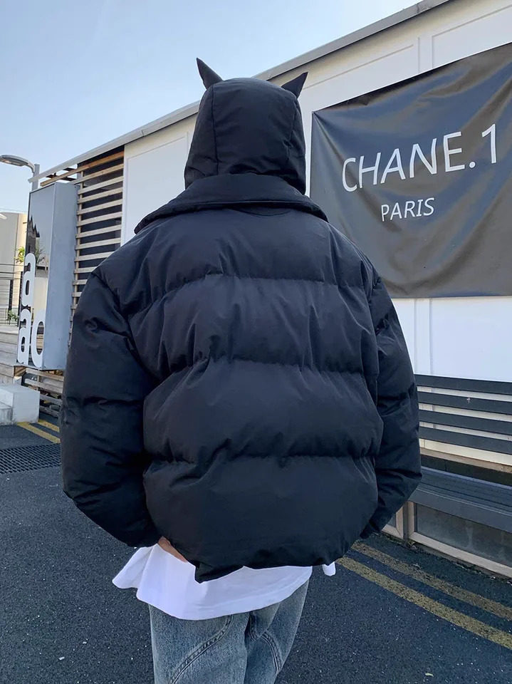 Womens Black Gothic Parka Jacket Vintage Warm Large Size Overcoat Long Sleeve Coat Korean Padded Winter Clothes 241120