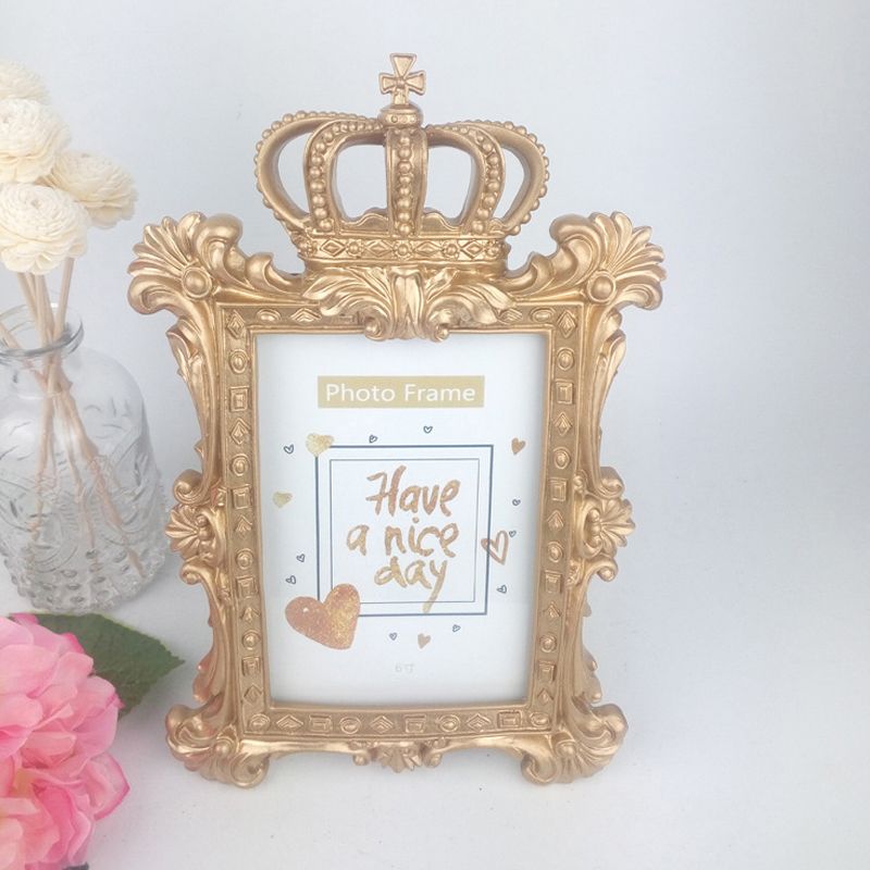 2025 Baroque Style Gold Crown Decor Creative Resin Picture Desktop Photo Frame Gift Home Wedding Decoration H260306