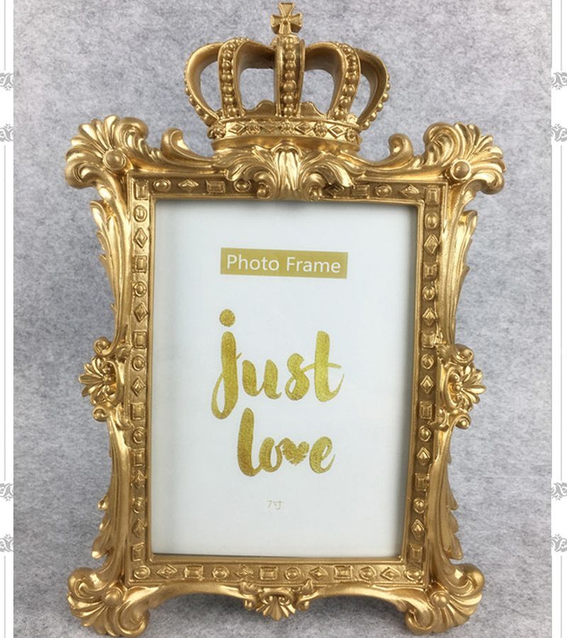 2025 Baroque Style Gold Crown Decor Creative Resin Picture Desktop Photo Frame Gift Home Wedding Decoration H260306