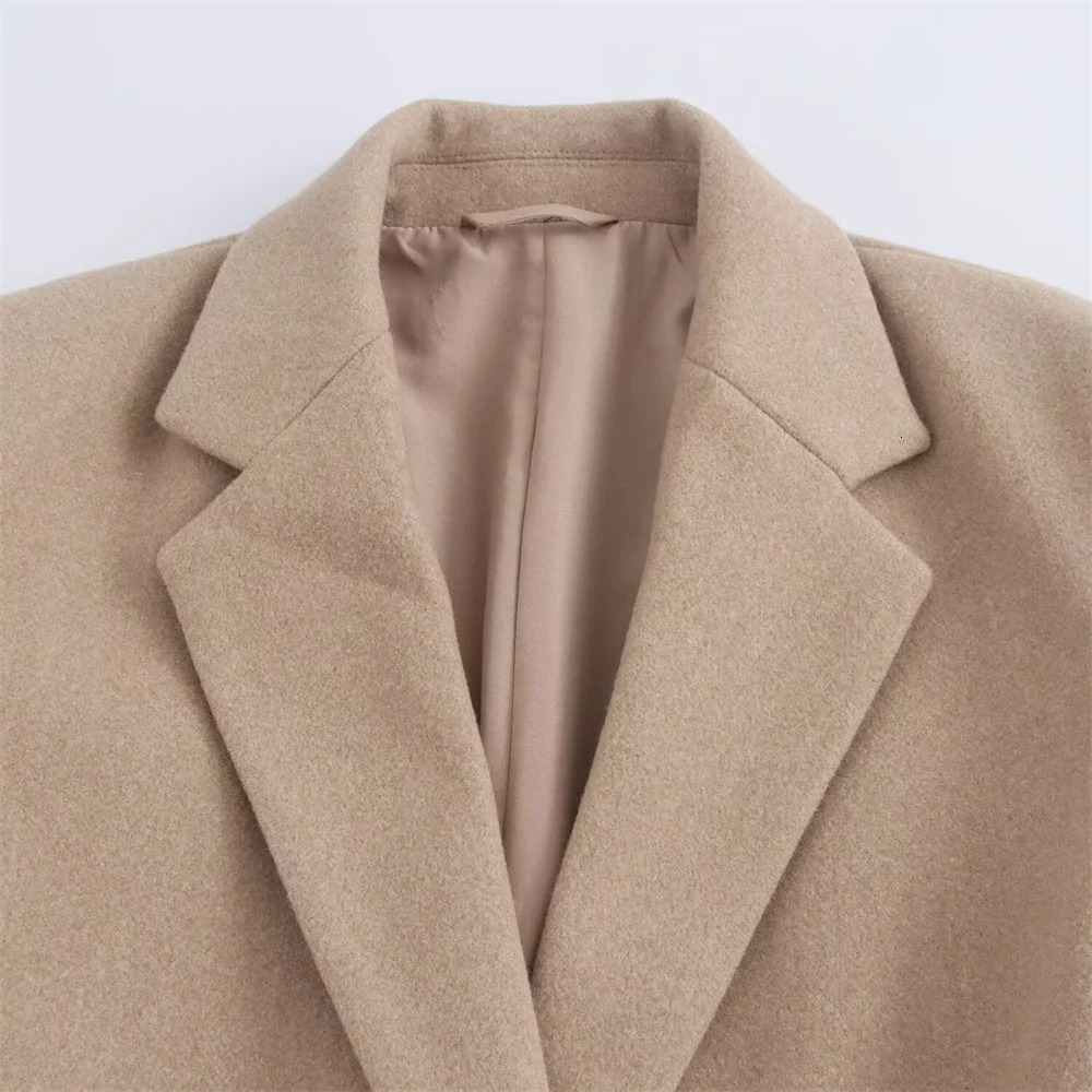 TRAF autumn womens fashionable temperament slim fit lapel single breasted decoration loose and versatile coat jacket 241121