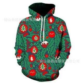 2024 new European American Christmas themed long sleeved hooded loose top men's and women's hoodies 3D printed