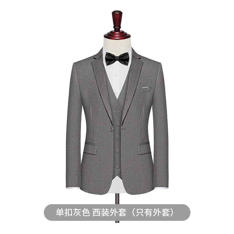 K551 Middle-Aged Men's Casual Suit Jacket - High-End Black Single Suit for Spring & Autumn