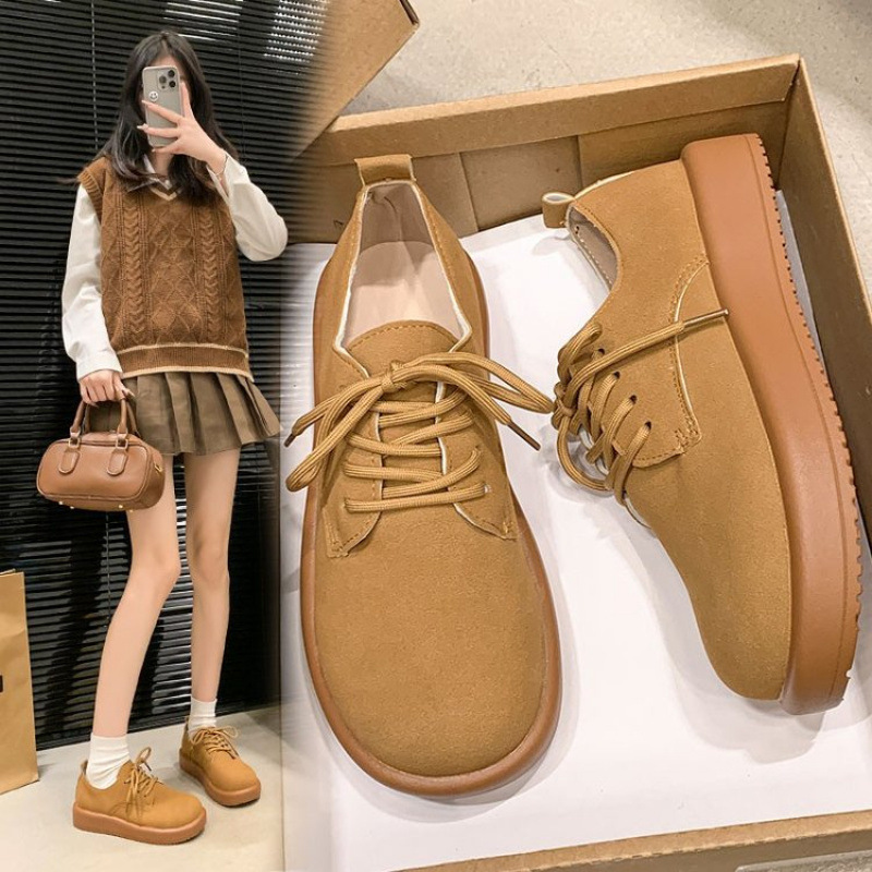 Thick soled full bag Boken shoes British style small leather shoes for women 2024 new spring and autumn wholesale Le Fu shoes Boken single shoes