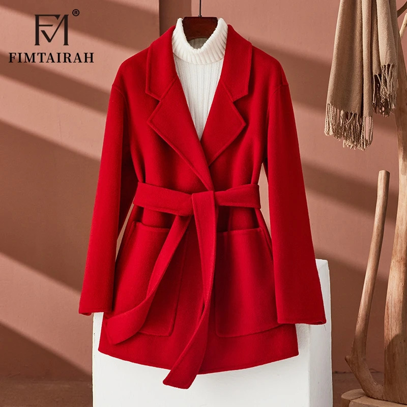 Fimtairah Doublesided 100 Wool Coat for women short slimfit 2024 autumnwinter pure wool coat 241121