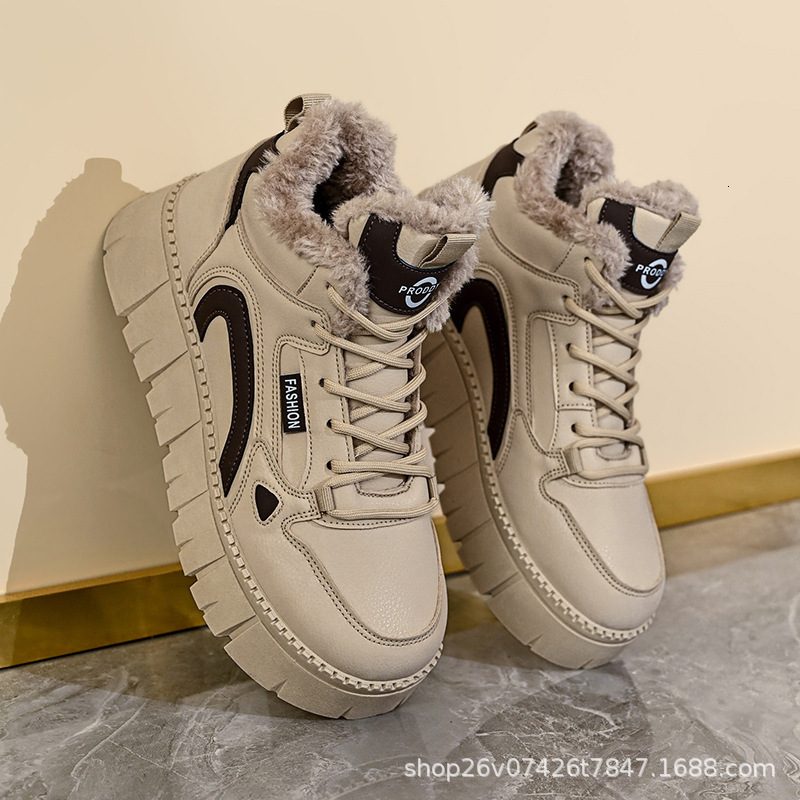 2024 winter velvet high top white shoes new Korean version ins female student sports board shoes casual versatile cotton shoes