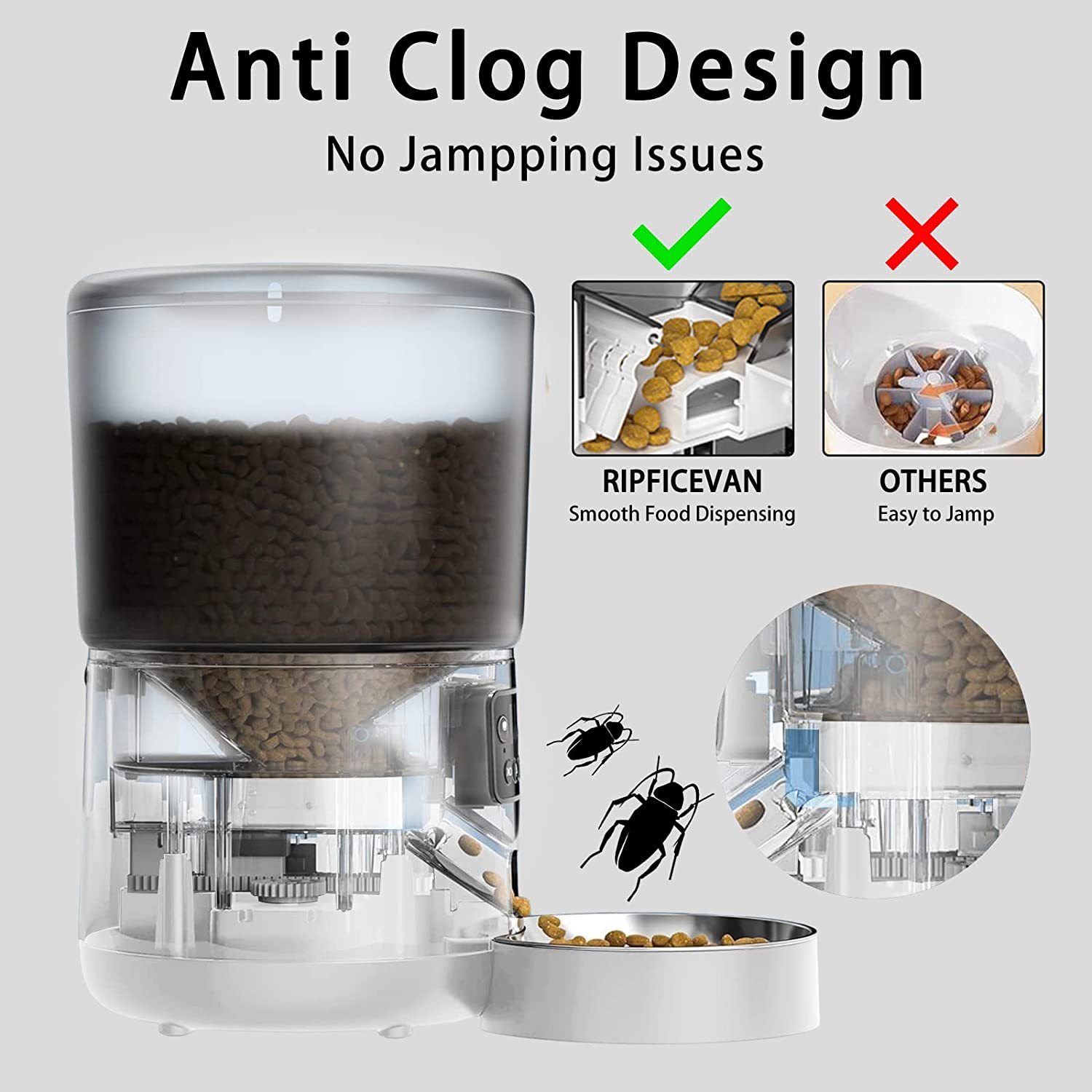 4L Smart Pet Feeder Wifi Control Timed Wet Dry Food Dispenser Separation Design Stainless Steel Bowl