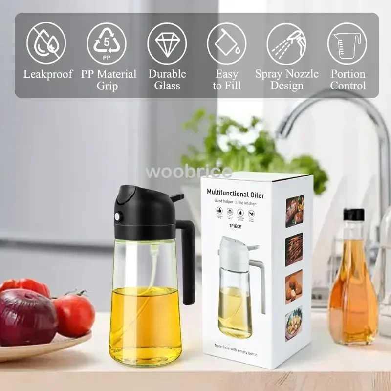 Oil bottle 2 in 1 oil spray oil polishing machine kitchen cooking oil distributor seasoning container camping barbecue Y241202
