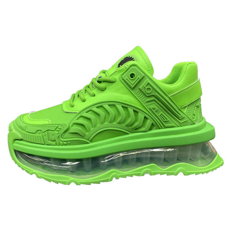 Sneakers Chunky Men Fashion Casual Microfiber Leather Mesh Breathable Height Increased Flat Platform Air Cushion Running Shoes 6004 b0ea