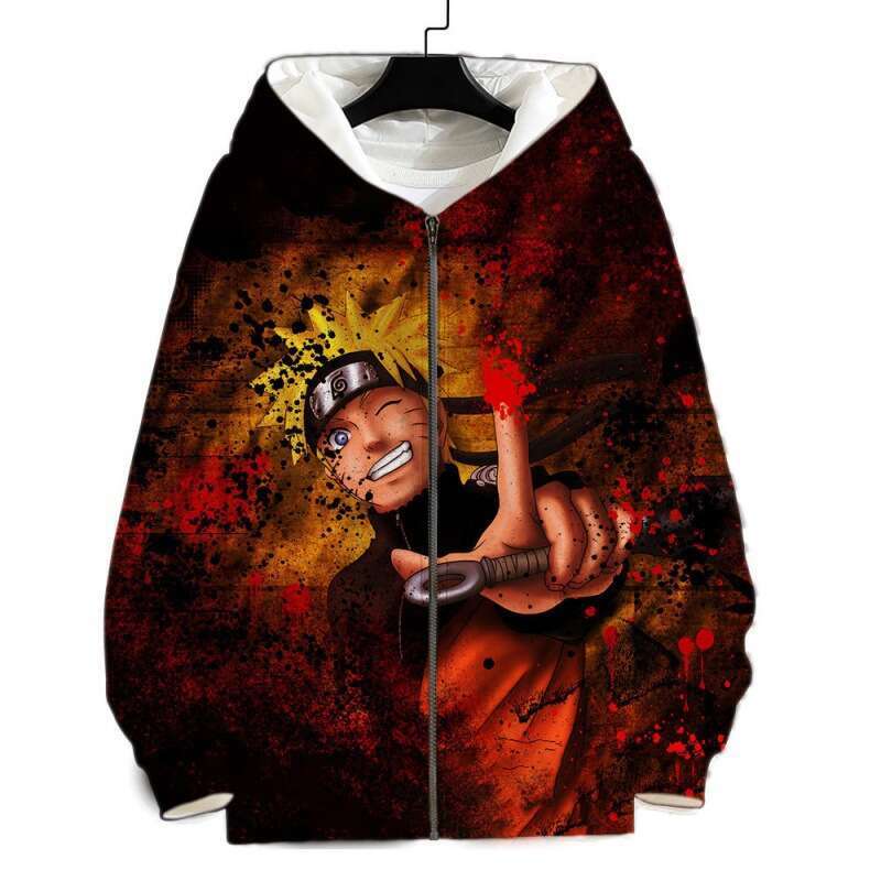 New 2024 Spring/Autumn Cartoon Anime Fashion 3D Printed Zipper Men's and Women's Casual Hoodie