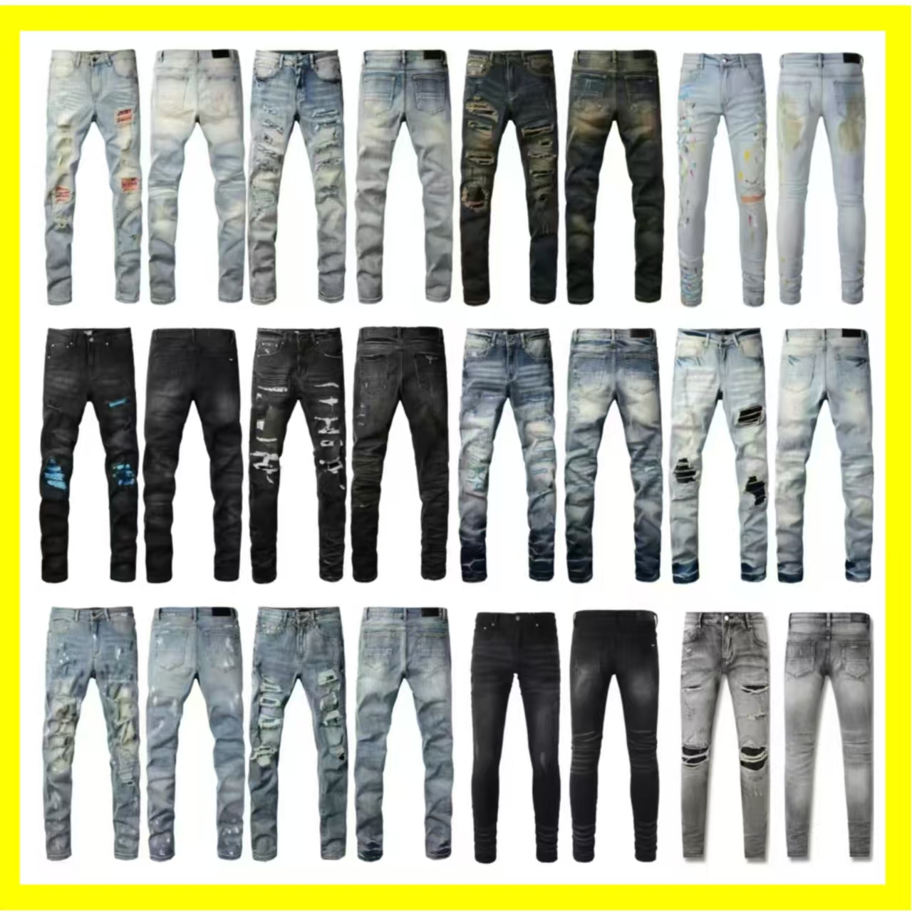 purples jeans Mens Trousers ksubi jeans Denim Jeans Men Black Pants High-End Quality Straight Retro Ripped Biker Jean Slim Fit Y2K Street Hip Hop Rock Size 28-40