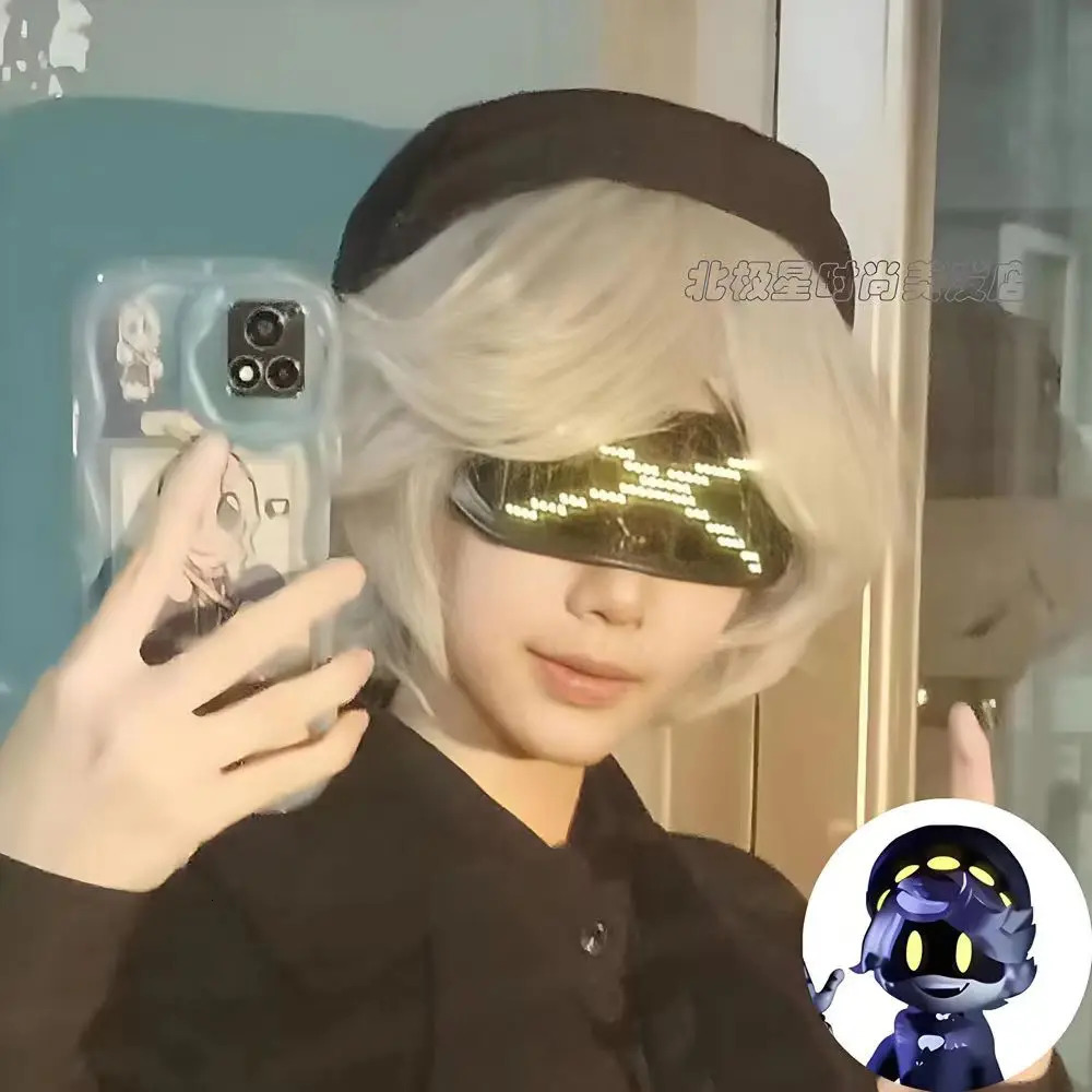 Murder drone Mens short white wig role-playing costume wig synthetic short natural wave wig 241202