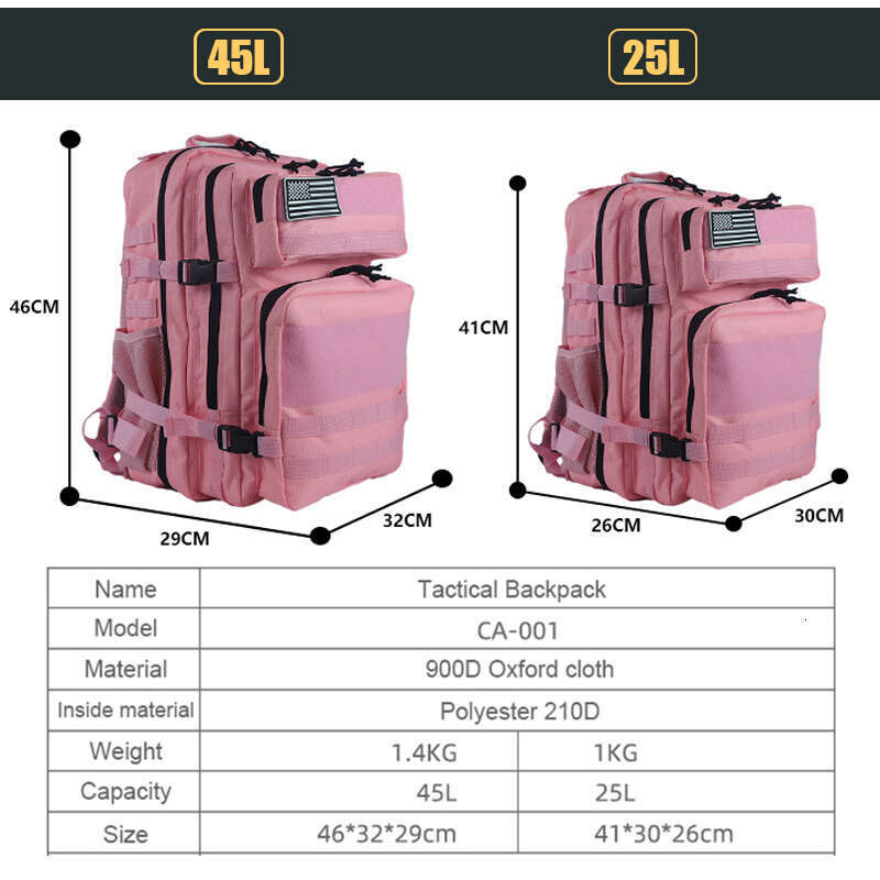 25L/45L Fashion Outdoor Backpack Men Camouflage Molle Assault Women Red Pink Bag Hunting Camping Hiking Accessories Rucack