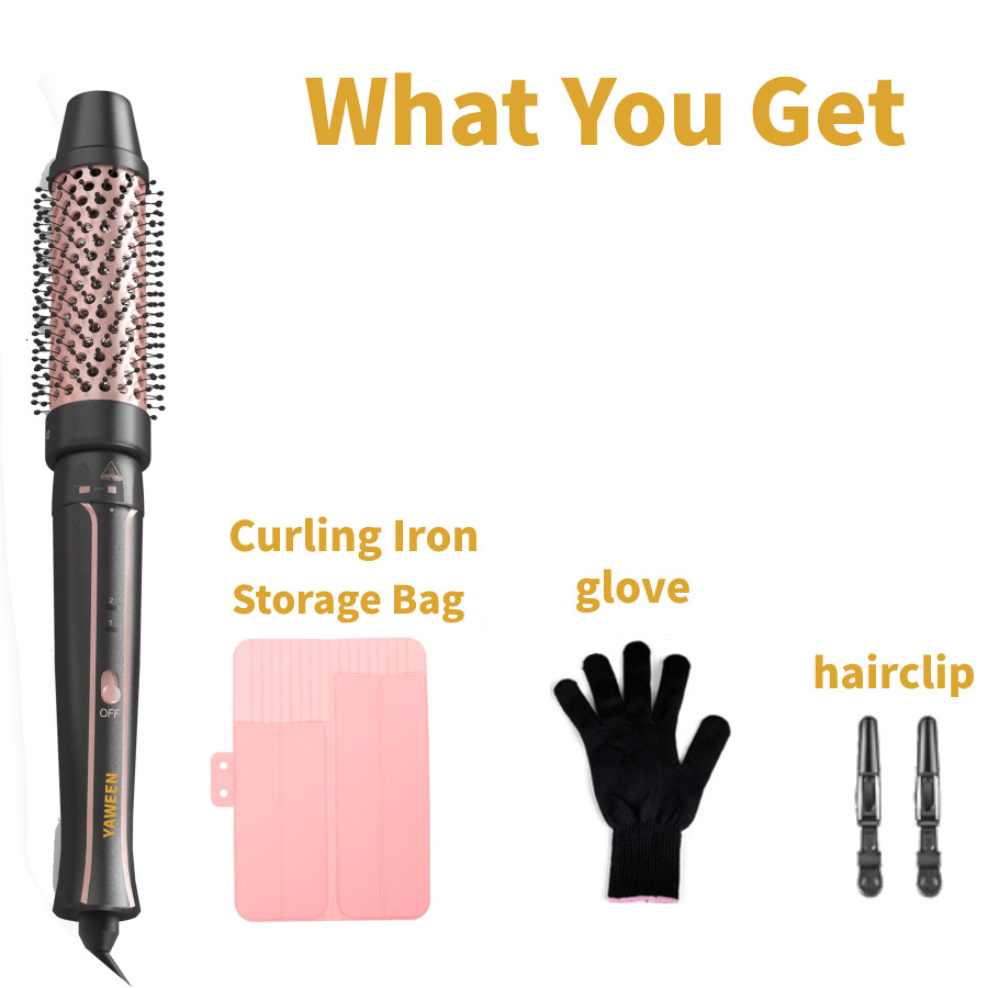 Hair Thermal Create Blowout Look Natural Curls, Dual Voltage Ceramic Curg Iron With Detachable Brush