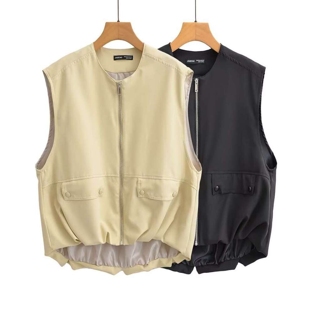 Spring Product European and American Women's Street Wrinkle Hemp Vest W014 2363 2024 New Casual Versatile Fashion Clothing