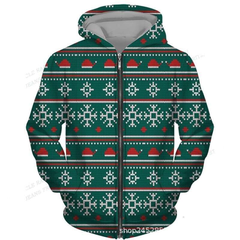 3D hoodie, New Year, men's and women's zipper hoodie set, sports shirt, Christmas party jacket
