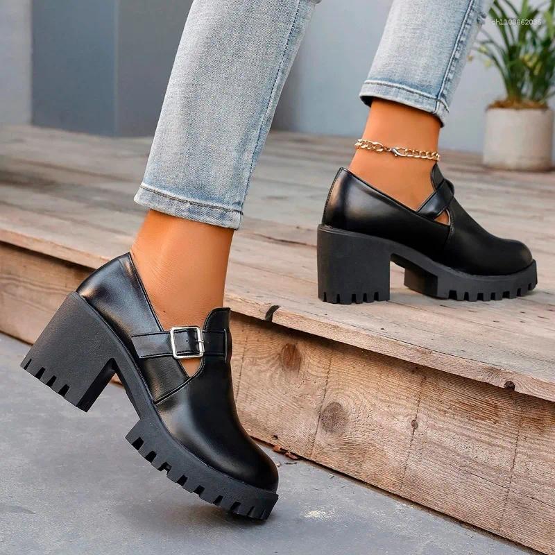 Dress Shoes High Heels Platform Goth Chain Women Punk Designer Autumn Fashion Sneakers Walking Casual Pumps