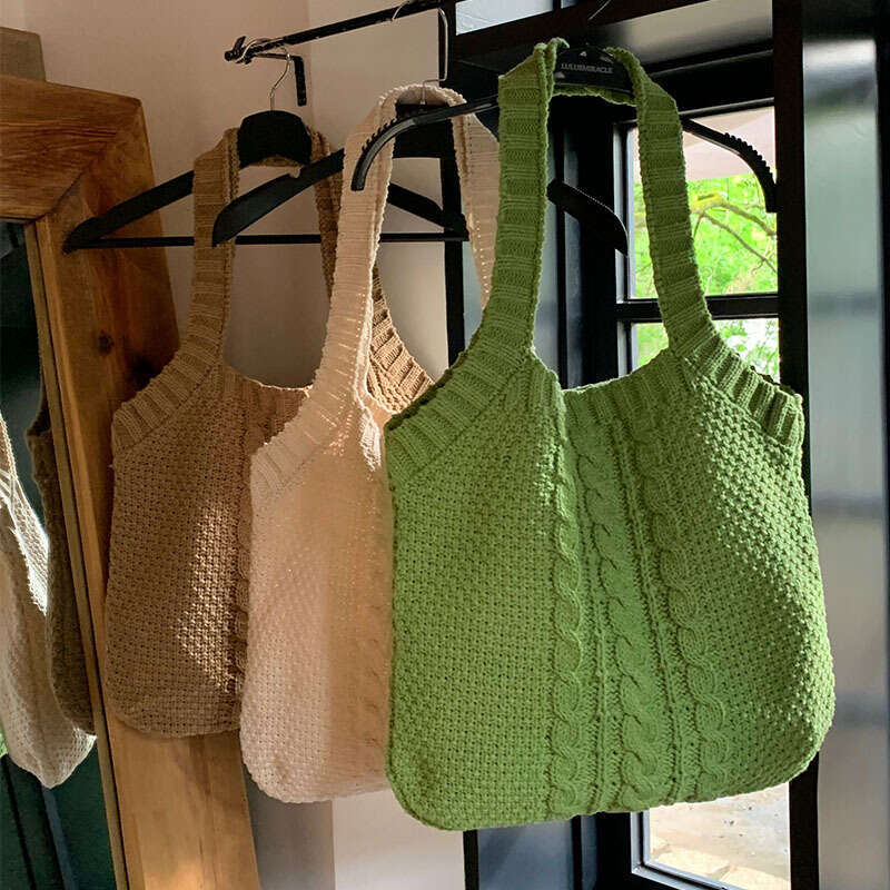 Literature And Art Retro Large Capacity Knitting Fried Dough Twists Handbag Tote Messenger Senior Lady Bag B2