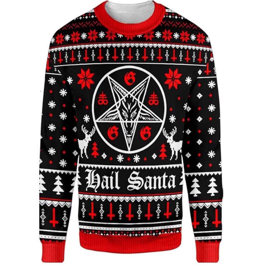 New autumn men's and women's casual print round neck Christmas deer couple hoodie