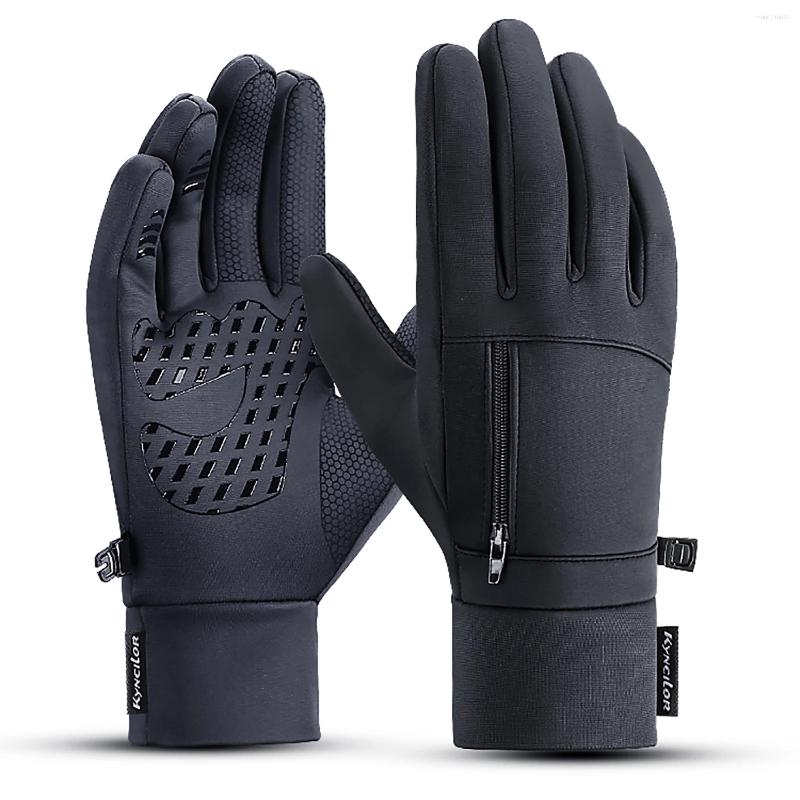 Sports Gloves 1 Pairs Winter Mens Touchscreen Non-Slip Unisex Waterproof Windproof Warm Cycling Cold Fashion Zipper Glove