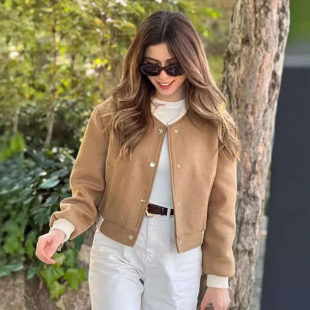 Explosive stand up collar double pocket contrasting motorcycle pilot jacket top for women A1 2024 new casual fashion trend clothing