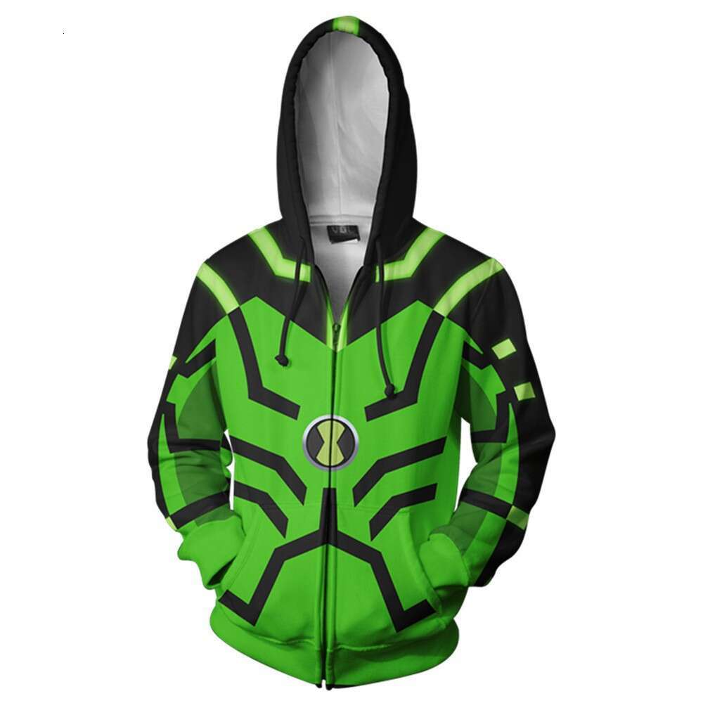 2024 3D digital printed for men, teenagers, hackers, anime, personality, trend, hooded zipper sweatshirt