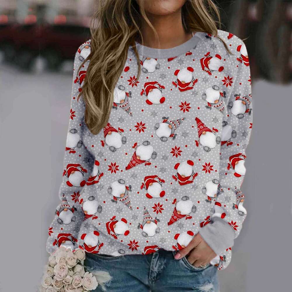 2024 autumn winter new Christmas themed 3D printed long sleeved men's and women's loose casual hooded sweatshirt