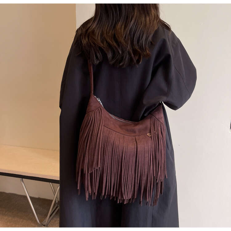Frosted Tassel Europe Leather Retro Crossbody Bag Women's Bags