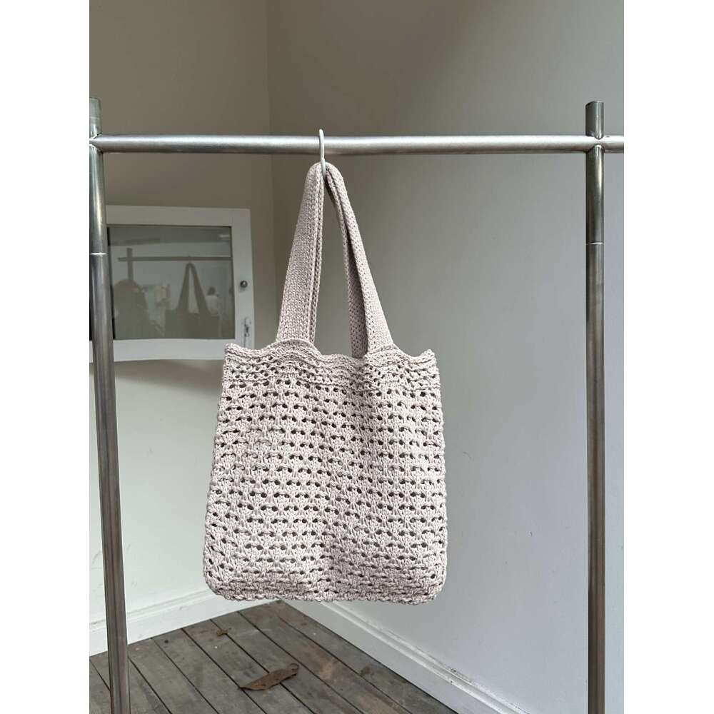 Vintage Hollowed Out Knitted Hand Woven Women's Woolen Tote Bag, Handbag, Shopping Bag B1