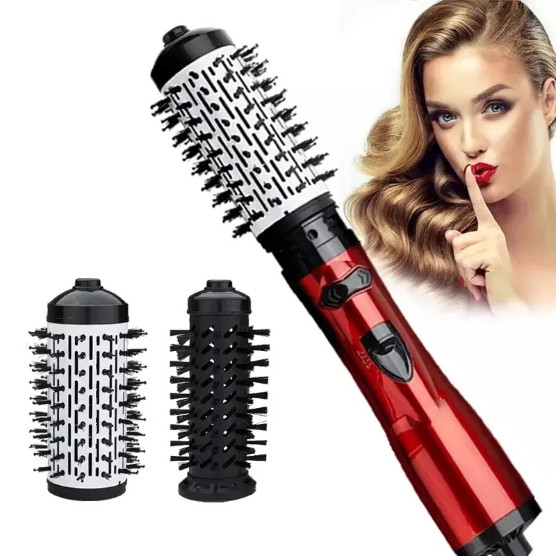 3 In 1 Rotating Electric Straightener Dryer Brush Hot Air Negative Ion Hair Styler Comb