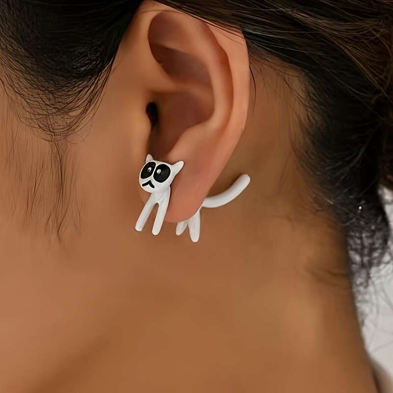 Cute cat personality trend, niche earrings, platform earrings